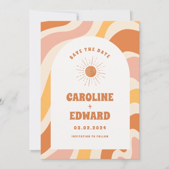 Foto Regnbåge Vågig Groovy Spara Datum Qr-kod Datumet (Framsida)