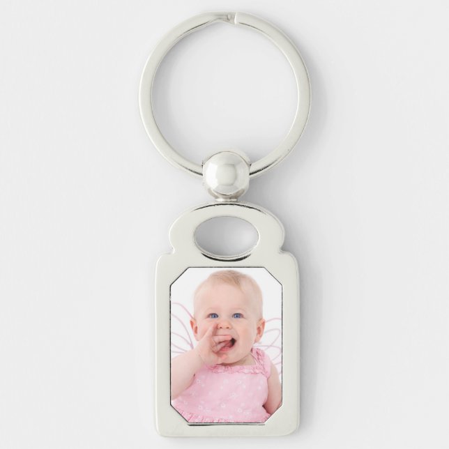Foto Rektangel-Formade Keychain Rektangulärt Silverfärgad Nyckelring (Framsidan)