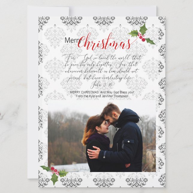 Foto Religous Christian Card John 3:16 Julkort (Framsida)