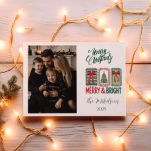 Foto Retro Glad och Ljuvlig Jul Julkort