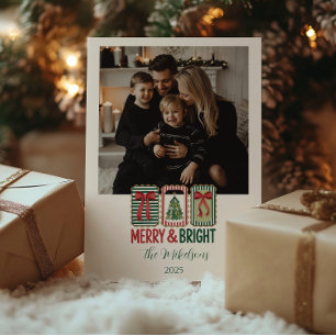 Foto Retro Glad och Lysande Jul Julkort