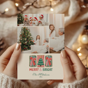 Foto Retro Merry & Bright Jul Julkort