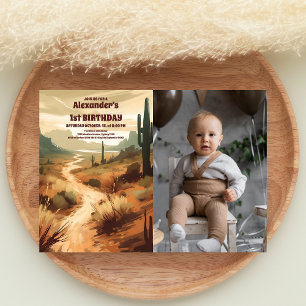 Foto Retro Ökenkaktus 1-årsdag Inbjudningar