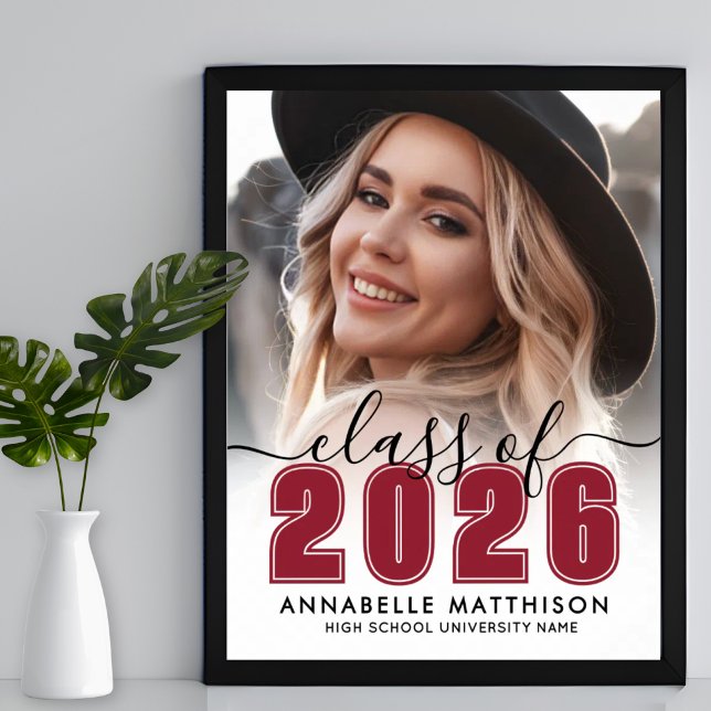 Foto Röd Examen Fest Skylt (Photo Red Graduation Party Sign)