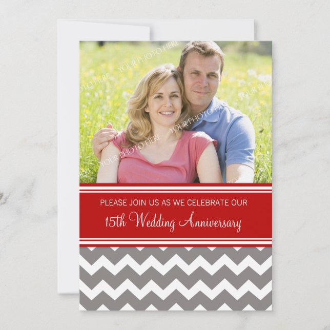 Foto Röd Grå 15-årsjubileums inbjudan (Framsida)