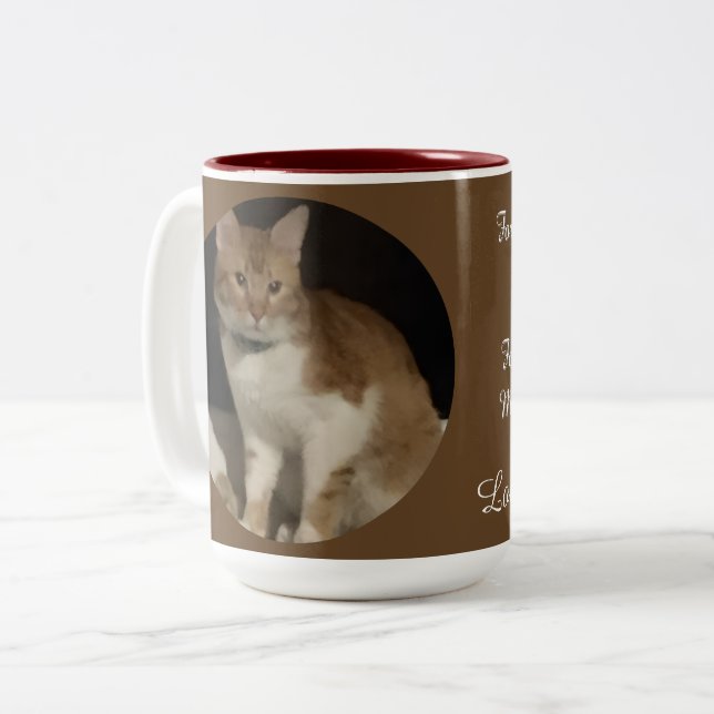 Foto Rödhårig Katt Text  Två-Tonad Mugg (Framsida vänster)