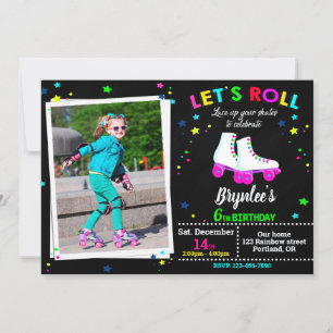 Foto Roller födelsedagsinbjudan Sk8 inbjudan