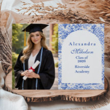 Foto Romantisk Blå Trädgårds Examensfest