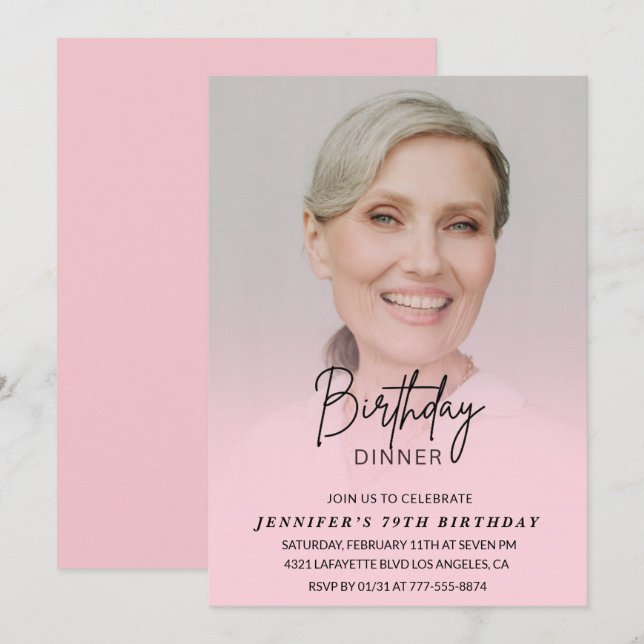 Foto Rosa 79-års inbjudningar Middag (Fram/baksida)