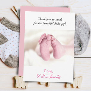 Foto Rosa Baby Girl Baby Shower Tack Kort