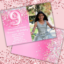 Foto Rosa Glitter 9-årsdag Inbjudningar