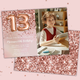 Foto Rosa Guld Kids Tjej 13-årsfest Inbjudningar