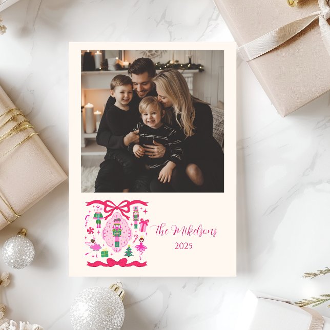Foto Rosa Nötknäppare Jul Julkort (Skapare uppladdad)