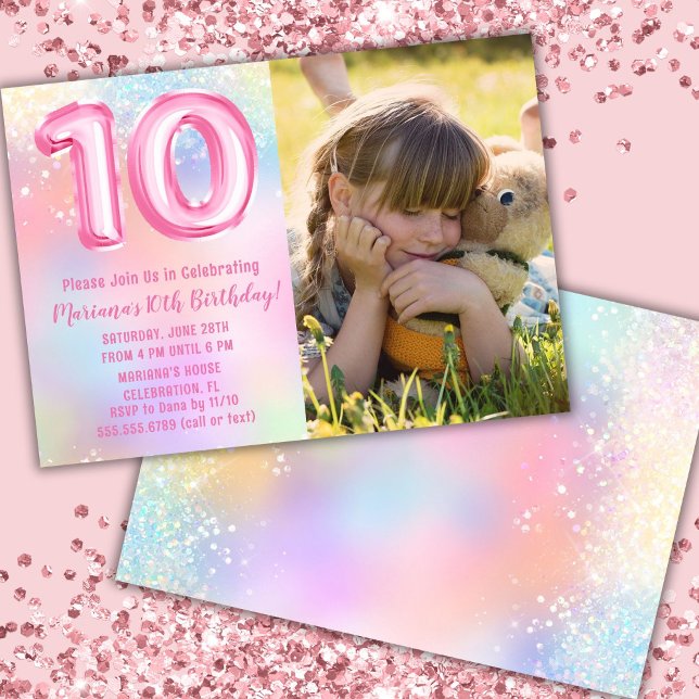 Foto Rosa Regnbåge 10-årsdag Inbjudningar (Skapare uppladdad)