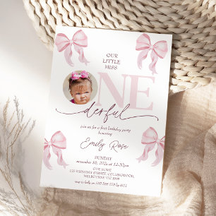Foto Rosa Slinga Little Miss Onederful 1-årsfest Inbjudningar