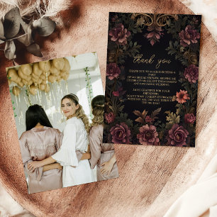 Foto Royal Victorian Floral Gotisk Bröllopsklännin Tack Kort