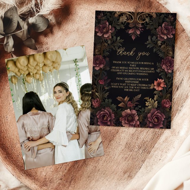 Foto Royal Victorian Floral Gotisk Bröllopsklännin Tack Kort (Skapare uppladdad)