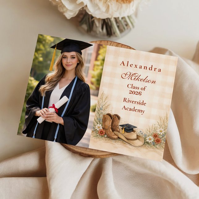 Foto Rustika Stövlar Examen Fest Meddelande (Skapare uppladdad)