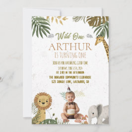 Foto Safari Wild One 1-års födelsedagsinbjudan Inbjudningar