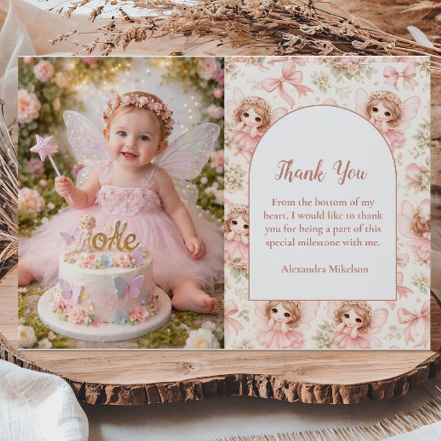 Foto Saganom 1-årsfirande Whimsical Trädgård Tack Kort (Skapare uppladdad)