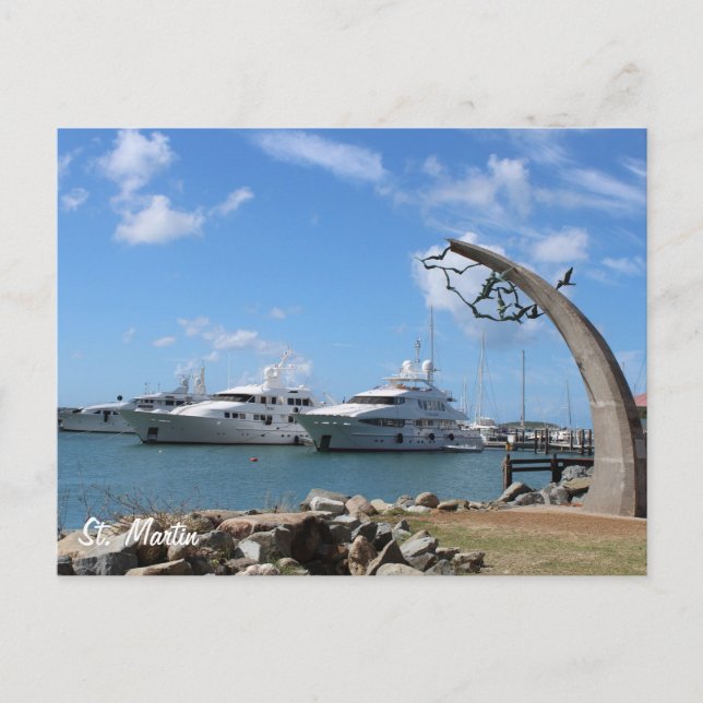 Foto Saint Martin (St. Maarten) Yachts och Kusten Vykort (Framsida)
