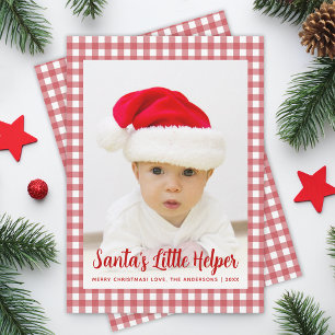 Foto Santa's Little Helper Röd Gingham Jul Julkort