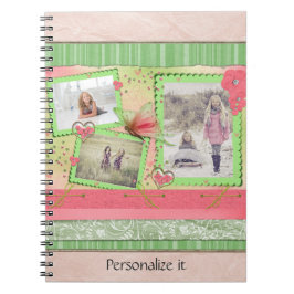 Foto Scrapbook Sida Rosa och Grön Anteckningsbok