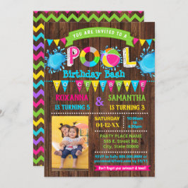 Foto Shock rosa Bassäng födelsedagskalas i kombina Inbjudningar