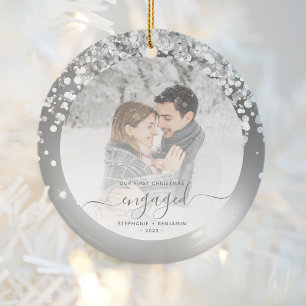 Foto Silver Faux Glitter, första julhelgen Julgransprydnad Keramik