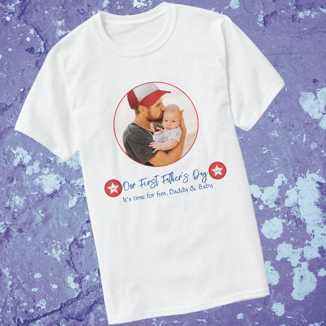 Foto Simple Cute Modern pappa First Fars dag T Shirt (Skapare uppladdad)