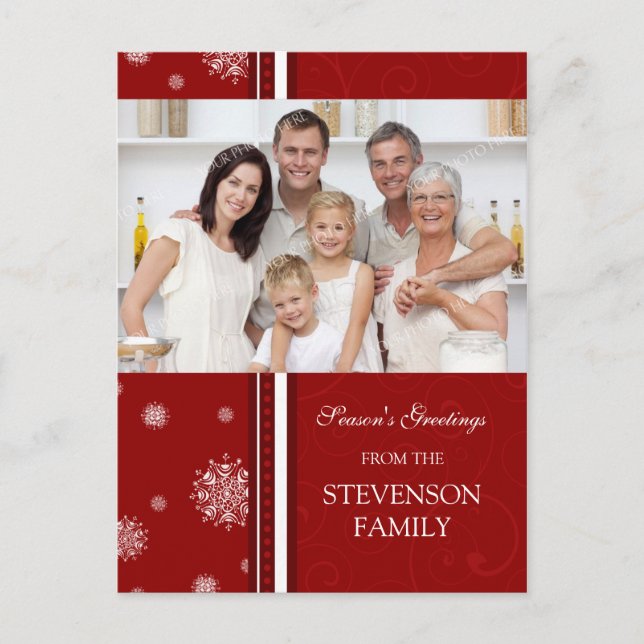 Foto Snöflingor Season's Greetings Postcards Helg Vykort (Framsida)