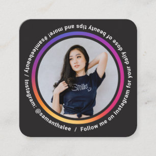 Foto social media Instagram - modern cirkel svart Fyrkantigt Visitkort