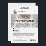 Foto Sociala Media Bat Mitzvah eller Bar Mitzvah Inbjudningar<br><div class="desc">Inbjudan till Bat Mitzvah eller Bar Mitzvah på ett socialt medium för fotodelning. Denna inbjudan är designad för att se ut som en app för fotodelning eller videodelning på ett socialt medium. Den visar din dotters eller sons "profilfoto" tillsammans med en bild de har "delat" med sina följare med formuleringen...</div>