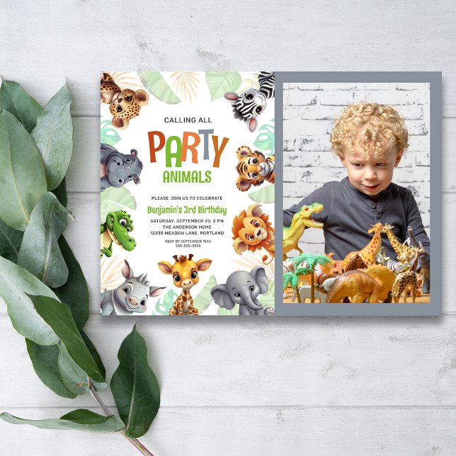 Foto som anropar alla Party-djur Cute Jungle Inbjudningar (Skapare uppladdad)