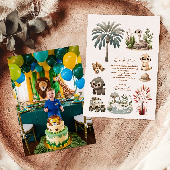 Foto som anropar alla Party-djur Safari Birthday Tack Kort (Skapare uppladdad)