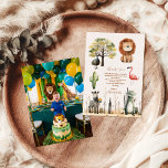 Foto som anropar alla Party-djur Safari Birthday Tack Kort<br><div class="desc">Fira vildens roligt av ditt barns safari zoo-födelsedag med vår personlig Foto Anropa alla Party djur Safari Zoo - Tack för ditt kort! Det här fina kortet har ett lekfullt safari-tema med levande färg och vackra djur, som skapar en glad bakgrund för din tacksamhet. På kortets framsida finns ett fotoavsnitt...</div>