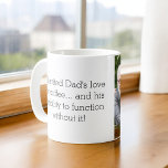 Foto som Far som dotter eller son Kaffemugg<br><div class="desc">Vi firar den speciella förbindelsen mellan far och barn med vår hjärtan "Som Far som dotter eller Son" Kaffe Mugg. I personlig mugg fångas kärnan i den unika förbindelse som delas mellan ett pappa och hans barn, skapar den perfekten för Fars dag, födelsedagar eller tillfälle. Den här keramiska mugg är...</div>