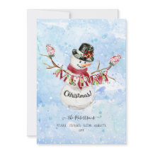 Foto Söt Snöman Vattenfärg God Jul