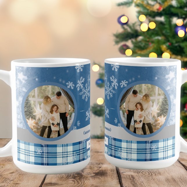 Foto Spanska Glad Jul Elegant Blå Kaffemugg (Skapare uppladdad)