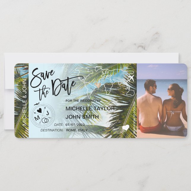 Foto Spara datum Boarding Pass Palm  Inbjudan (Framsida)