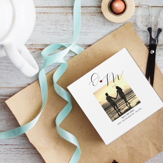 Foto Spara datum Bröllop Förlovning Magnets (Add a touch of elegance and sophistication to your special day with our save the date photo magnets!)