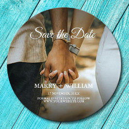 Foto Spara Datum Elegant Bröllop Underlägg Papper Rund