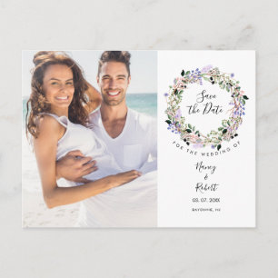 Foto Spara Datum Elegant Chic Lavendel Blommig Vykort