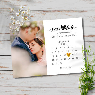 Foto Spara datum-kalender Guld Kärlek Hjärta Vykort