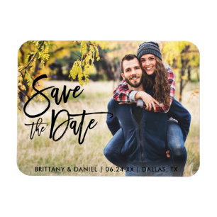 Foto Spara Datum Modern Borstskrift Magnet