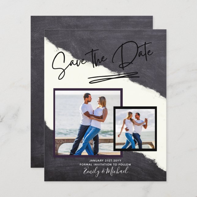 FOTO-spara datum - modernt handskrivet skript (Fram/baksida)