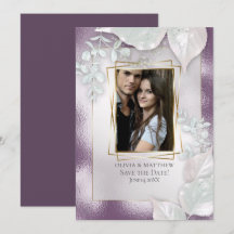 FOTO Spara datumet |  Aubergineglans Inbjudan