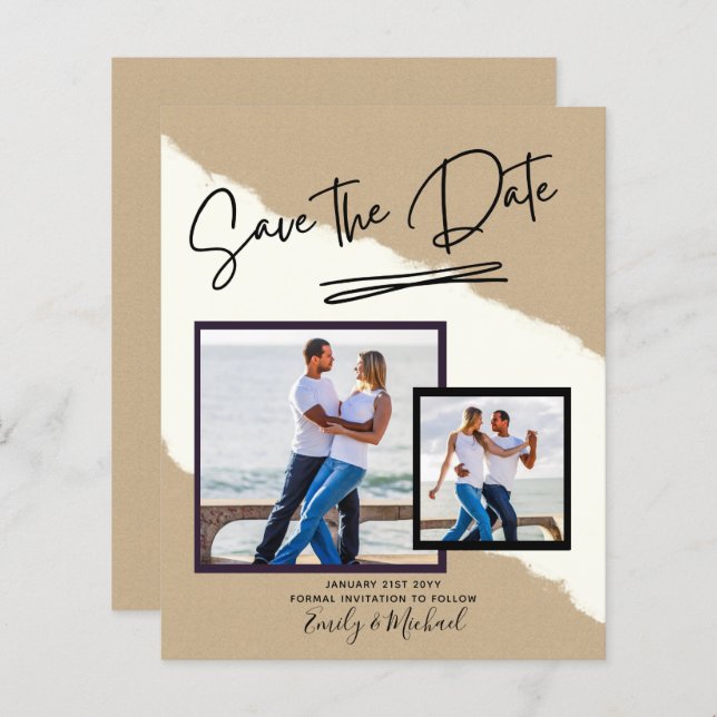 FOTO Spara Datumet - Modern Handskriven Stil (Fram/baksida)