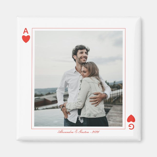 Foto spelkort hjärta kärlek ess enkelt magnet (Framsidan)