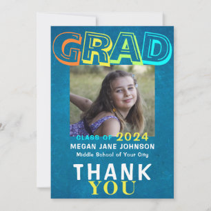 Foto student färglöst 8:e klass grad typografi tack kort